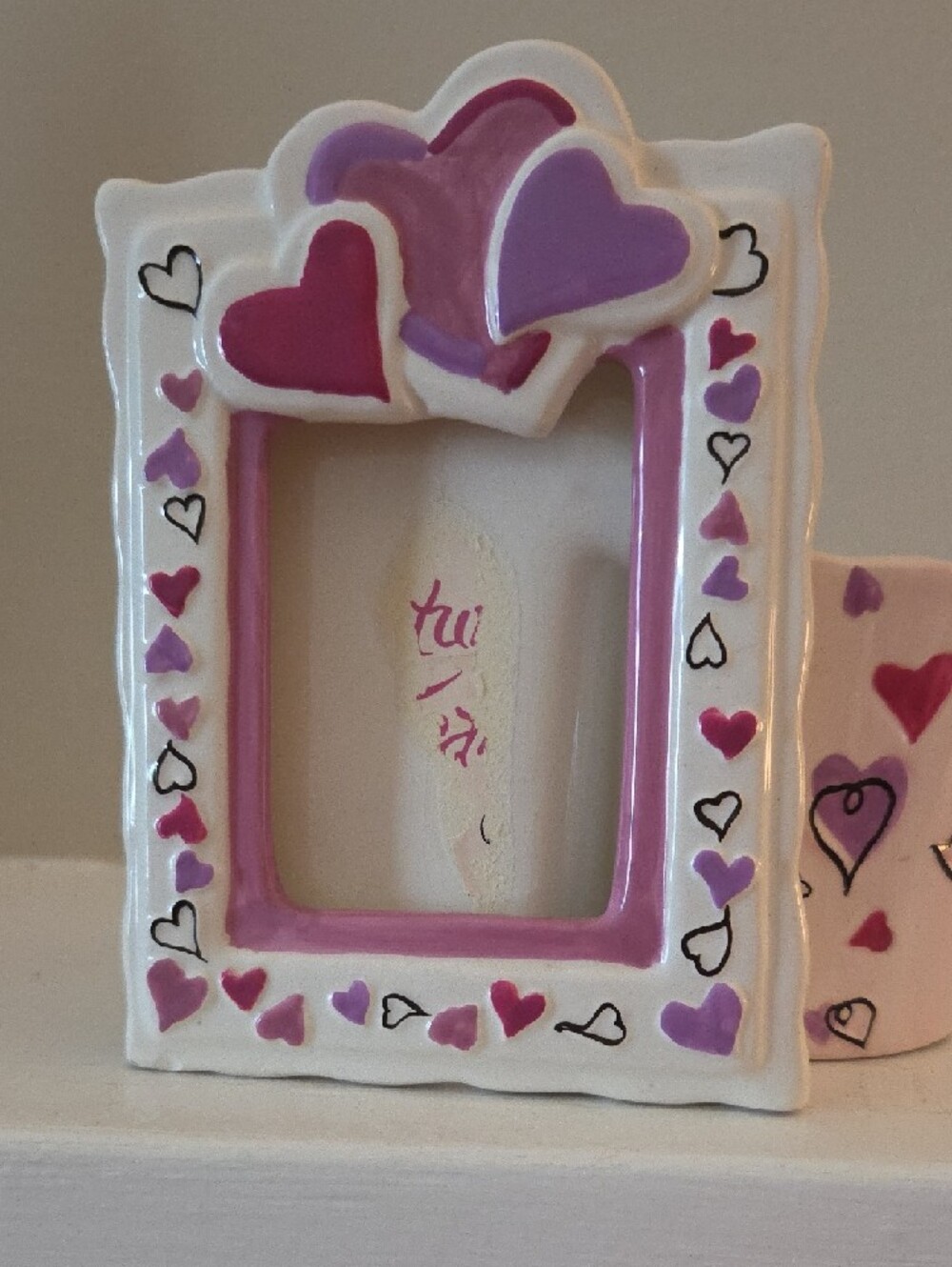 Ceramic Flower Pot Picture Frame Heart Design - Picture 2 of 9